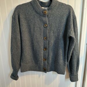 Everlane cocoon alpaca blend cardigan in dusty blue